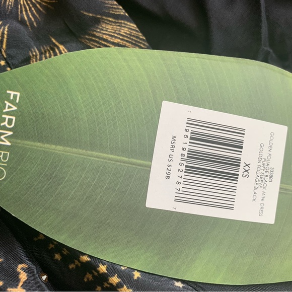 Farm Rio -Black and Gold Patterned Mini Dress - Picture 3 of 4